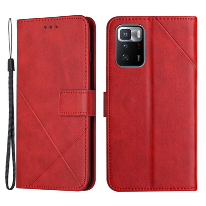 Stripe Leather Phone Case Solid Color Magnetic Clasp Shockproof Wallet Phone Shell for Xiaomi Redmi Note 10 Pro 5G (China)/Poco X3 GT 5G