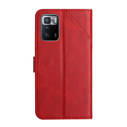 Stripe Leather Phone Case Solid Color Magnetic Clasp Shockproof Wallet Phone Shell for Xiaomi Redmi Note 10 Pro 5G (China)/Poco X3 GT 5G