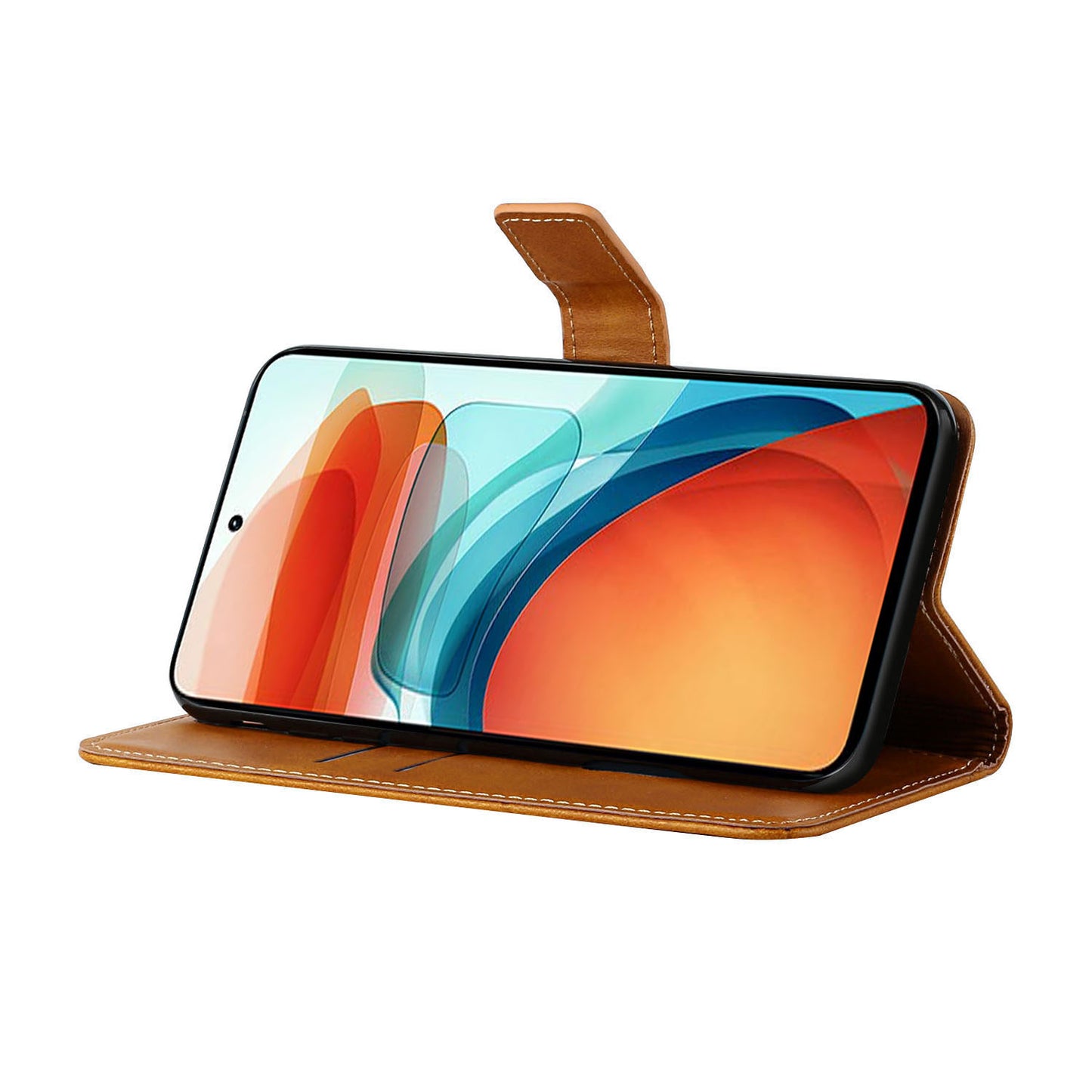 Stripe Leather Phone Case Solid Color Magnetic Clasp Shockproof Wallet Phone Shell for Xiaomi Redmi Note 10 Pro 5G (China)/Poco X3 GT 5G