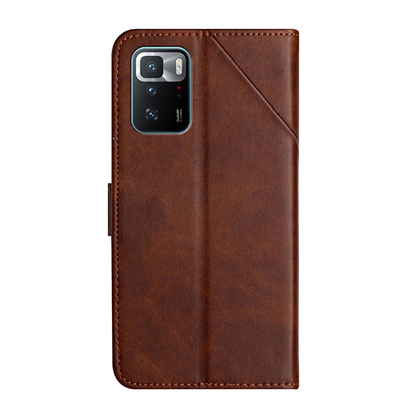 Stripe Leather Phone Case Solid Color Magnetic Clasp Shockproof Wallet Phone Shell for Xiaomi Redmi Note 10 Pro 5G (China)/Poco X3 GT 5G