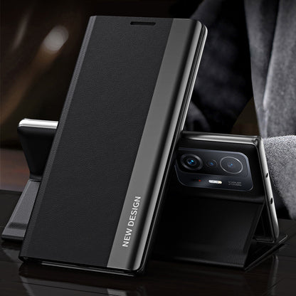 Magnetic Absorption Folio Flip Electroplated Leather Stand Phone Case Shell for Xiaomi 11T/11T Pro