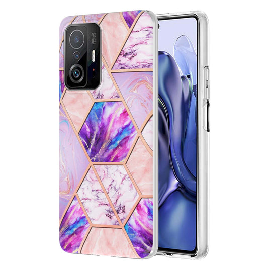 2.0mm Ultra-thin IMD Electroplating Scratch-resistant Marble Pattern Printing Flexible TPU Phone Case Shell for Xiaomi 11T/11T Pro
