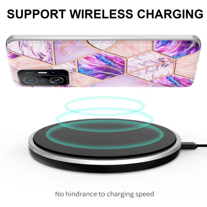 2.0mm Ultra-thin IMD Electroplating Scratch-resistant Marble Pattern Printing Flexible TPU Phone Case Shell for Xiaomi 11T/11T Pro