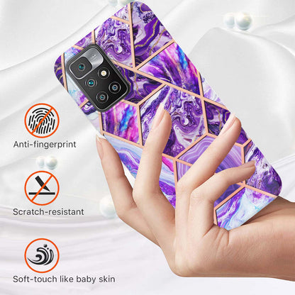 2.0mm Ultra-thin Marble Pattern Printing IMD Electroplating Flexible TPU Phone Case Cover for Xiaomi Redmi Note 11 4G (MediaTek)/10 4G (2021)/10 2022 4G/10 Prime