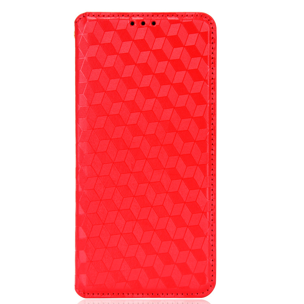 Foldable Stand 3D Rhombus Pattern Auto Closure Magnetic Leather Case Wallet Phone Cover for Xiaomi Redmi 9A/Redmi 9AT/Redmi 9i