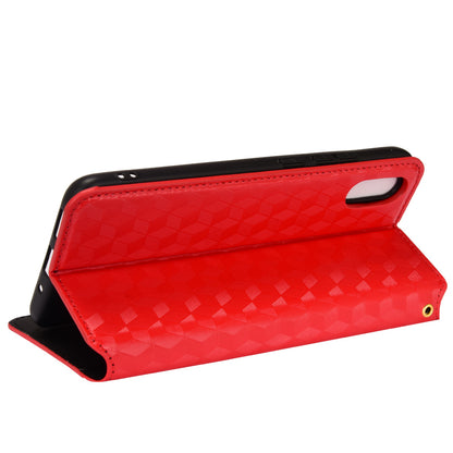 Foldable Stand 3D Rhombus Pattern Auto Closure Magnetic Leather Case Wallet Phone Cover for Xiaomi Redmi 9A/Redmi 9AT/Redmi 9i