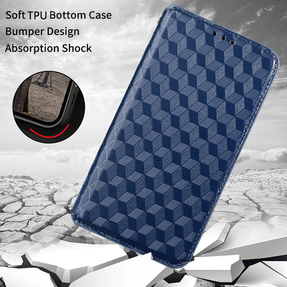 Foldable Stand 3D Rhombus Pattern Auto Closure Magnetic Leather Case Wallet Phone Cover for Xiaomi Redmi 9A/Redmi 9AT/Redmi 9i