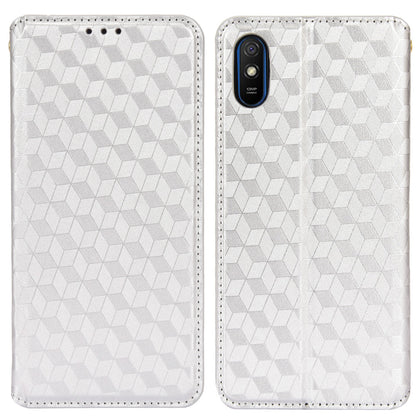 Foldable Stand 3D Rhombus Pattern Auto Closure Magnetic Leather Case Wallet Phone Cover for Xiaomi Redmi 9A/Redmi 9AT/Redmi 9i