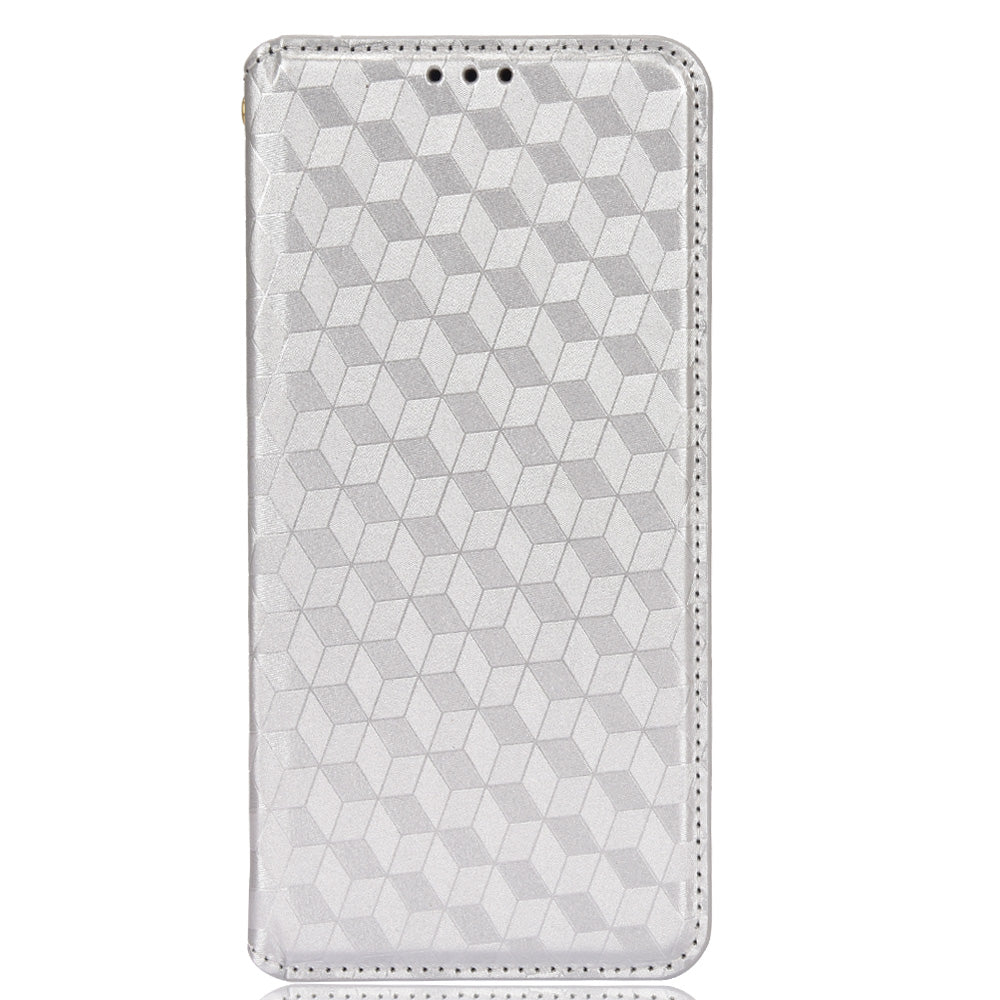 Foldable Stand 3D Rhombus Pattern Auto Closure Magnetic Leather Case Wallet Phone Cover for Xiaomi Redmi 9A/Redmi 9AT/Redmi 9i