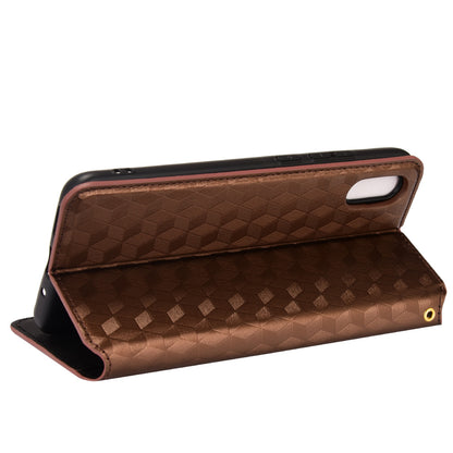 Foldable Stand 3D Rhombus Pattern Auto Closure Magnetic Leather Case Wallet Phone Cover for Xiaomi Redmi 9A/Redmi 9AT/Redmi 9i