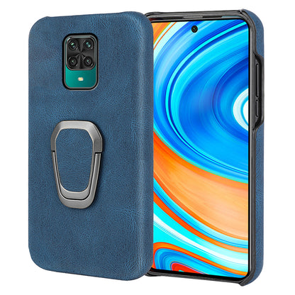 PU Leather Coated Soft PC Well-protected Anti-drop Mobile Phone with Ring Kickstand for Xiaomi Redmi Note 9 Pro/Redmi Note 9 Pro Max/Redmi Note 9S
