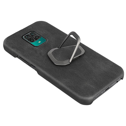 PU Leather Coated Soft PC Well-protected Anti-drop Mobile Phone with Ring Kickstand for Xiaomi Redmi Note 9 Pro/Redmi Note 9 Pro Max/Redmi Note 9S
