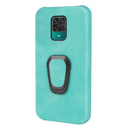 PU Leather Coated Soft PC Well-protected Anti-drop Mobile Phone with Ring Kickstand for Xiaomi Redmi Note 9 Pro/Redmi Note 9 Pro Max/Redmi Note 9S