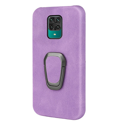 PU Leather Coated Soft PC Well-protected Anti-drop Mobile Phone with Ring Kickstand for Xiaomi Redmi Note 9 Pro/Redmi Note 9 Pro Max/Redmi Note 9S
