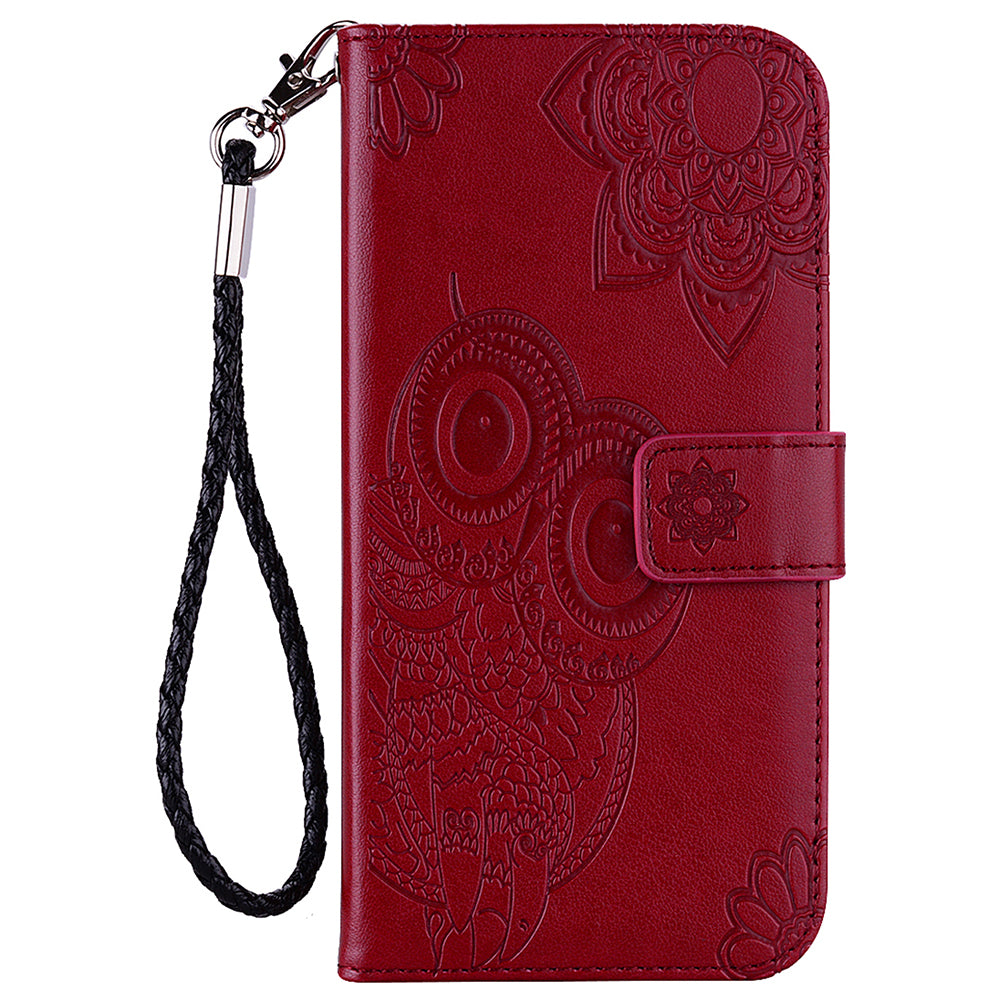 Rhinestone Decor Owl Flower Imprinting PU Leather + TPU Phone Case Cover with Stand Wallet for Xiaomi Redmi Note 11 Pro 5G (China) (MediaTek)/11 Pro+ 5G
