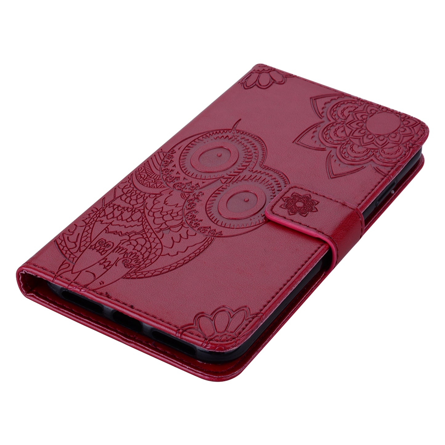 Rhinestone Decor Owl Flower Imprinting PU Leather + TPU Phone Case Cover with Stand Wallet for Xiaomi Redmi Note 11 Pro 5G (China) (MediaTek)/11 Pro+ 5G