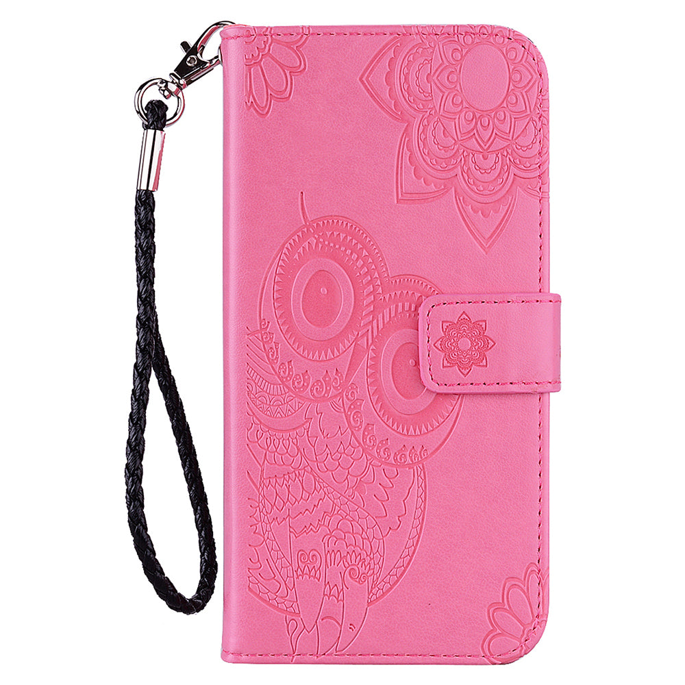 Rhinestone Decor Owl Flower Imprinting PU Leather + TPU Phone Case Cover with Stand Wallet for Xiaomi Redmi Note 11 Pro 5G (China) (MediaTek)/11 Pro+ 5G