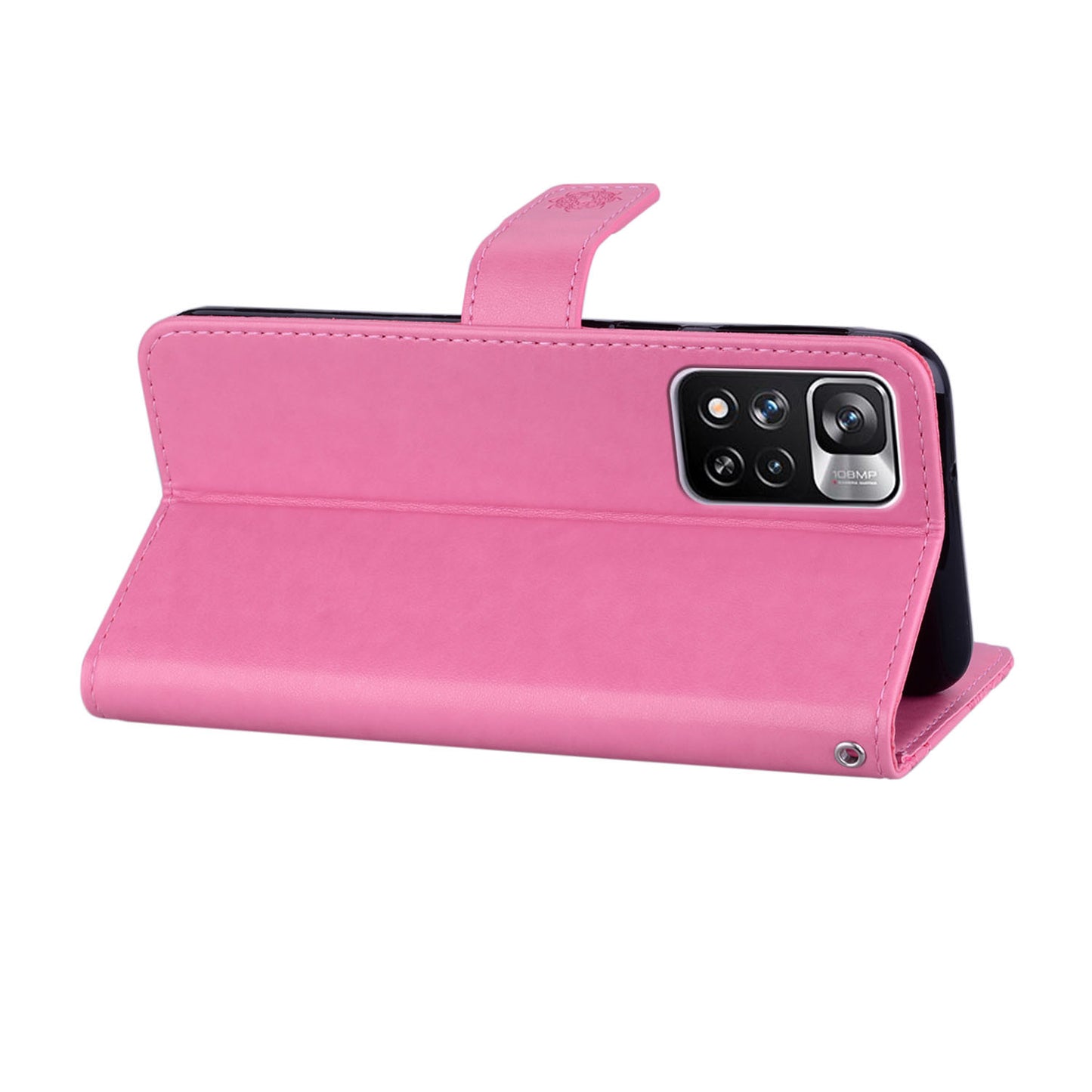 Rhinestone Decor Owl Flower Imprinting PU Leather + TPU Phone Case Cover with Stand Wallet for Xiaomi Redmi Note 11 Pro 5G (China) (MediaTek)/11 Pro+ 5G