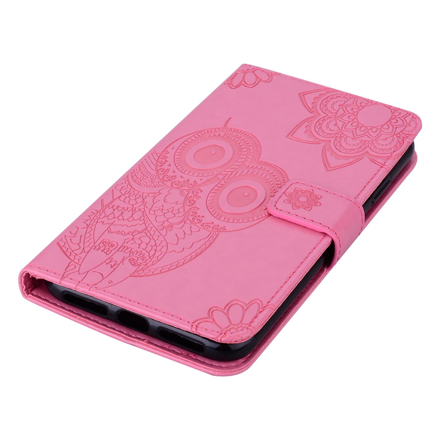 Rhinestone Decor Owl Flower Imprinting PU Leather + TPU Phone Case Cover with Stand Wallet for Xiaomi Redmi Note 11 Pro 5G (China) (MediaTek)/11 Pro+ 5G