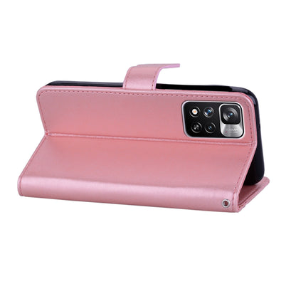 Rhinestone Decor Owl Flower Imprinting PU Leather + TPU Phone Case Cover with Stand Wallet for Xiaomi Redmi Note 11 Pro 5G (China) (MediaTek)/11 Pro+ 5G