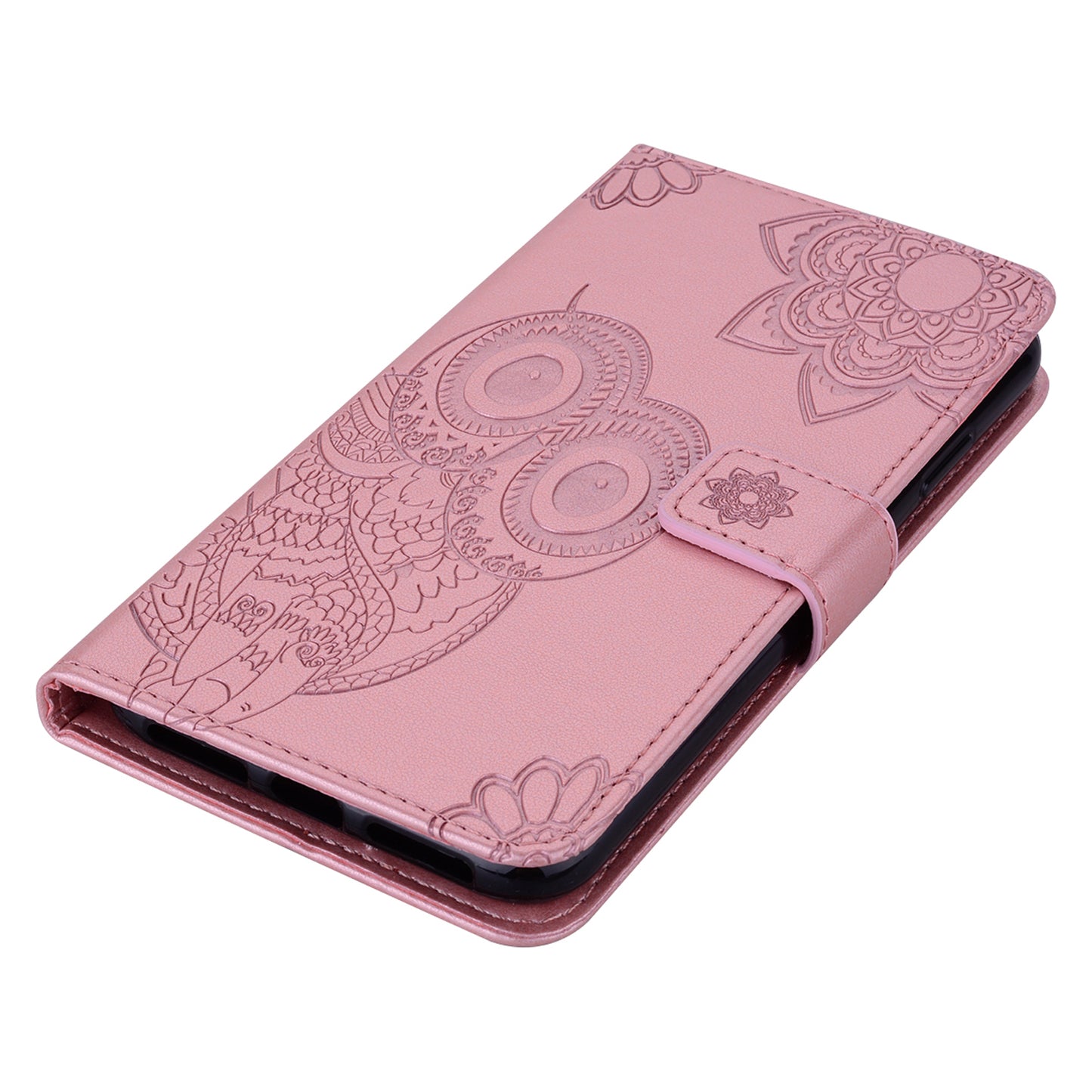 Rhinestone Decor Owl Flower Imprinting PU Leather + TPU Phone Case Cover with Stand Wallet for Xiaomi Redmi Note 11 Pro 5G (China) (MediaTek)/11 Pro+ 5G