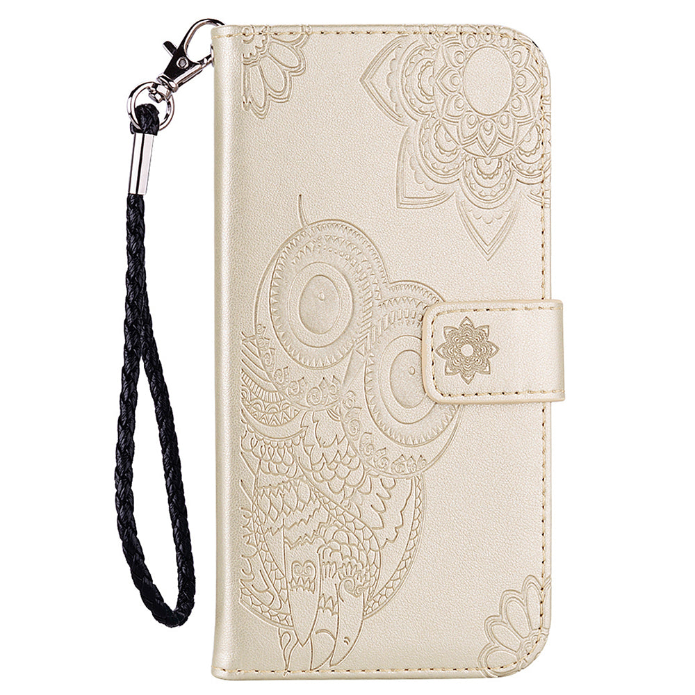 Rhinestone Decor Owl Flower Imprinting PU Leather + TPU Phone Case Cover with Stand Wallet for Xiaomi Redmi Note 11 Pro 5G (China) (MediaTek)/11 Pro+ 5G