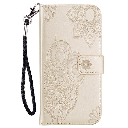 Rhinestone Decor Owl Flower Imprinting PU Leather + TPU Phone Case Cover with Stand Wallet for Xiaomi Redmi Note 11 Pro 5G (China) (MediaTek)/11 Pro+ 5G