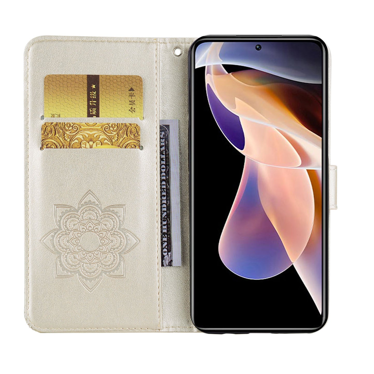 Rhinestone Decor Owl Flower Imprinting PU Leather + TPU Phone Case Cover with Stand Wallet for Xiaomi Redmi Note 11 Pro 5G (China) (MediaTek)/11 Pro+ 5G