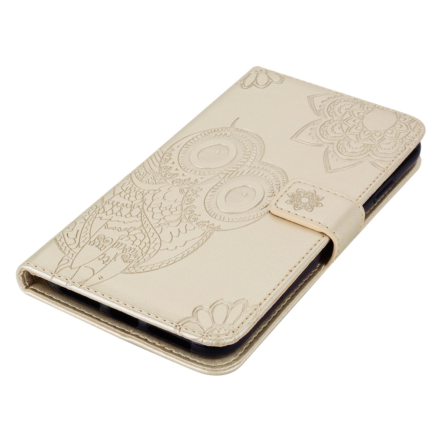 Rhinestone Decor Owl Flower Imprinting PU Leather + TPU Phone Case Cover with Stand Wallet for Xiaomi Redmi Note 11 Pro 5G (China) (MediaTek)/11 Pro+ 5G