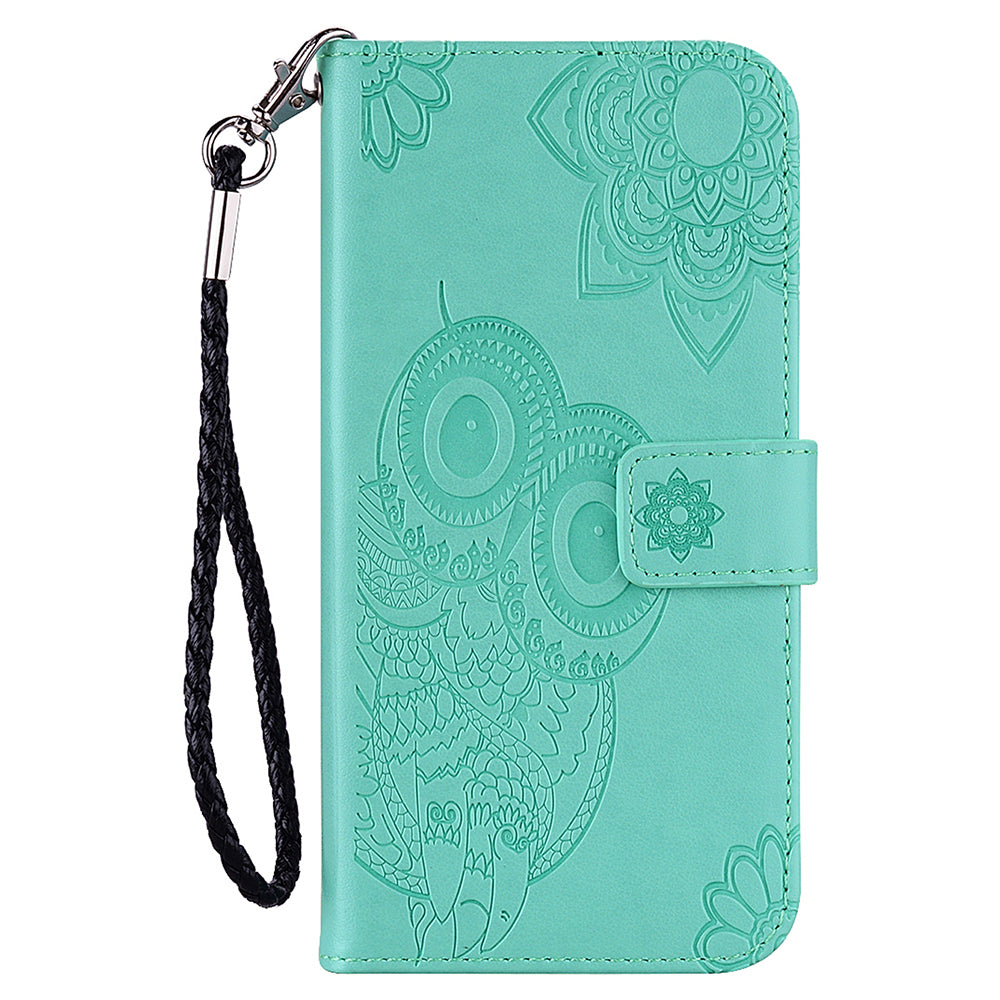 Rhinestone Decor Owl Flower Imprinting PU Leather + TPU Phone Case Cover with Stand Wallet for Xiaomi Redmi Note 11 Pro 5G (China) (MediaTek)/11 Pro+ 5G