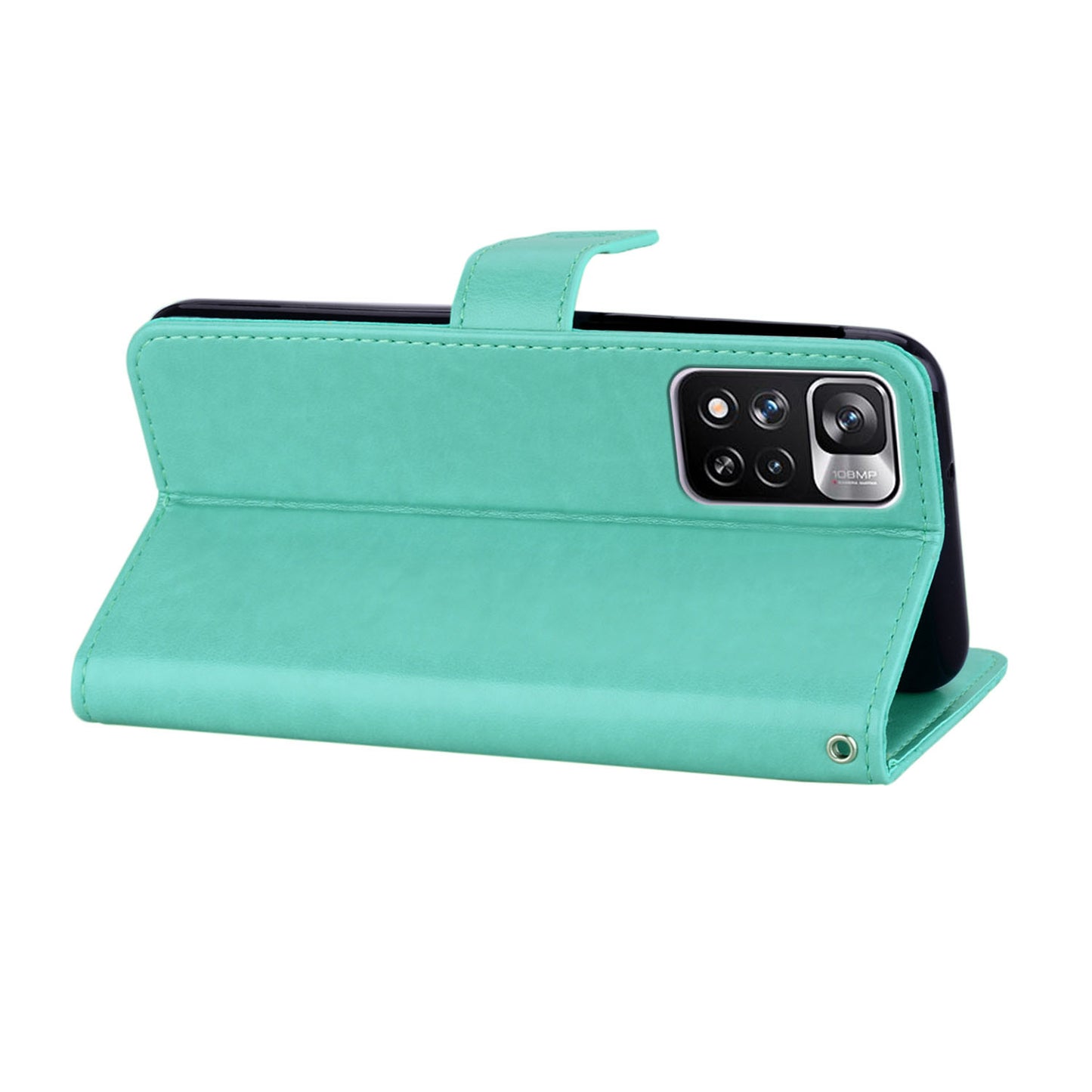 Rhinestone Decor Owl Flower Imprinting PU Leather + TPU Phone Case Cover with Stand Wallet for Xiaomi Redmi Note 11 Pro 5G (China) (MediaTek)/11 Pro+ 5G