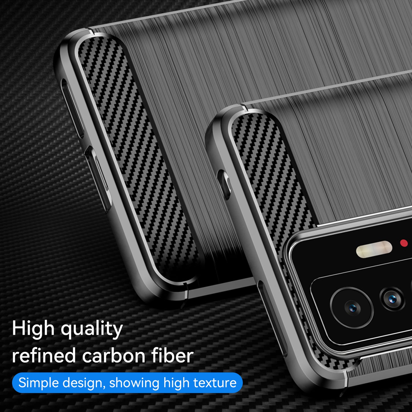 1.8mm Carbon Fiber Brushed Texture Cellphone Back Case Anti-fingerprint Flexible TPU Cover for Xiaomi 11T Pro/11T