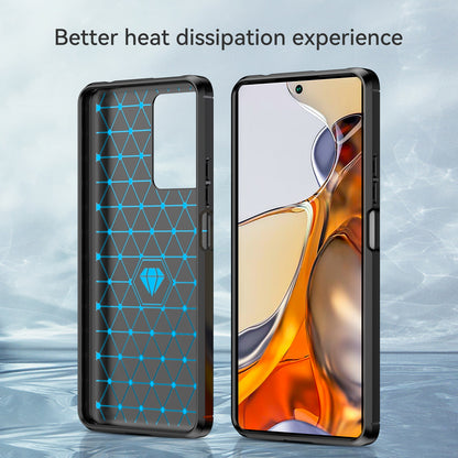 1.8mm Carbon Fiber Brushed Texture Cellphone Back Case Anti-fingerprint Flexible TPU Cover for Xiaomi 11T Pro/11T