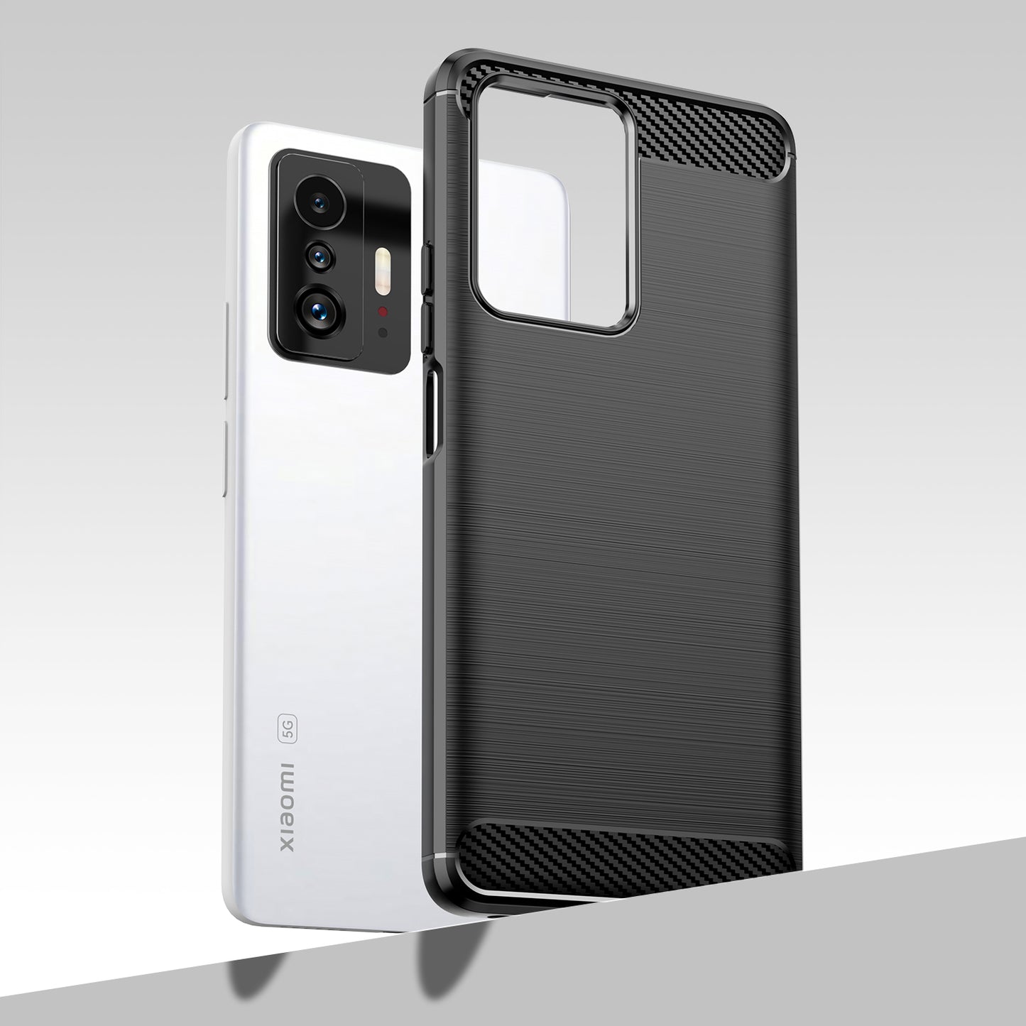 1.8mm Carbon Fiber Brushed Texture Cellphone Back Case Anti-fingerprint Flexible TPU Cover for Xiaomi 11T Pro/11T