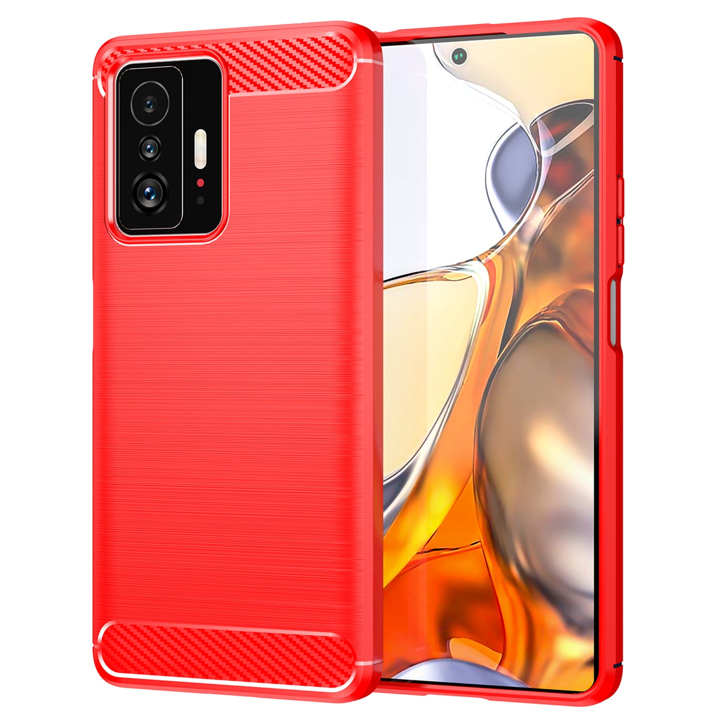 1.8mm Carbon Fiber Brushed Texture Cellphone Back Case Anti-fingerprint Flexible TPU Cover for Xiaomi 11T Pro/11T