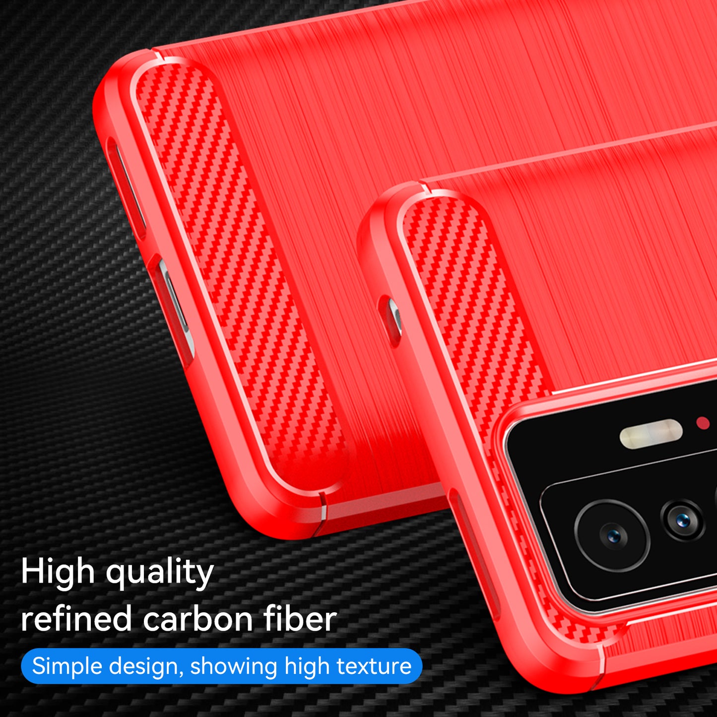 1.8mm Carbon Fiber Brushed Texture Cellphone Back Case Anti-fingerprint Flexible TPU Cover for Xiaomi 11T Pro/11T