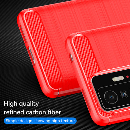 1.8mm Carbon Fiber Brushed Texture Cellphone Back Case Anti-fingerprint Flexible TPU Cover for Xiaomi 11T Pro/11T