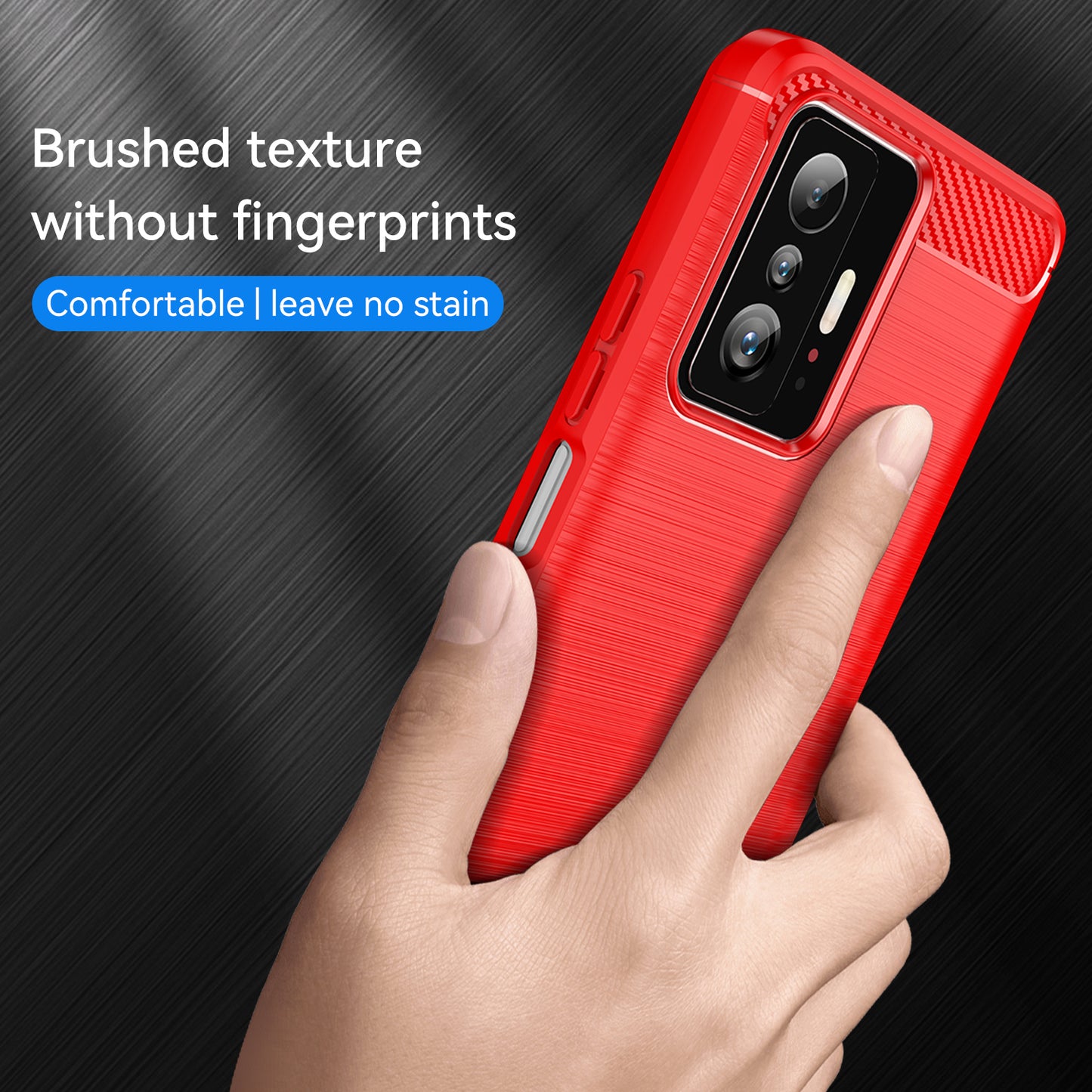 1.8mm Carbon Fiber Brushed Texture Cellphone Back Case Anti-fingerprint Flexible TPU Cover for Xiaomi 11T Pro/11T