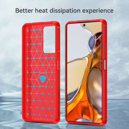 1.8mm Carbon Fiber Brushed Texture Cellphone Back Case Anti-fingerprint Flexible TPU Cover for Xiaomi 11T Pro/11T