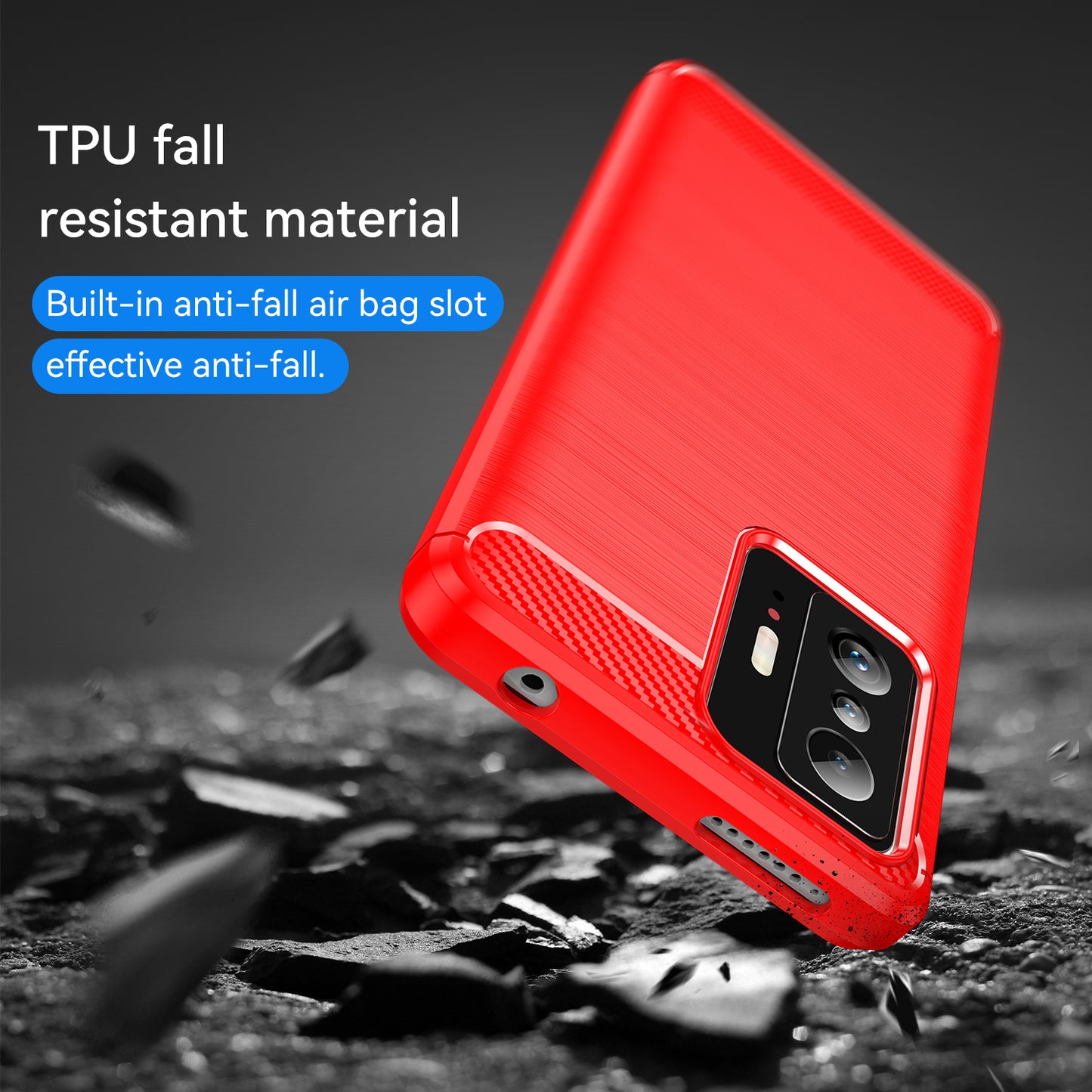 1.8mm Carbon Fiber Brushed Texture Cellphone Back Case Anti-fingerprint Flexible TPU Cover for Xiaomi 11T Pro/11T