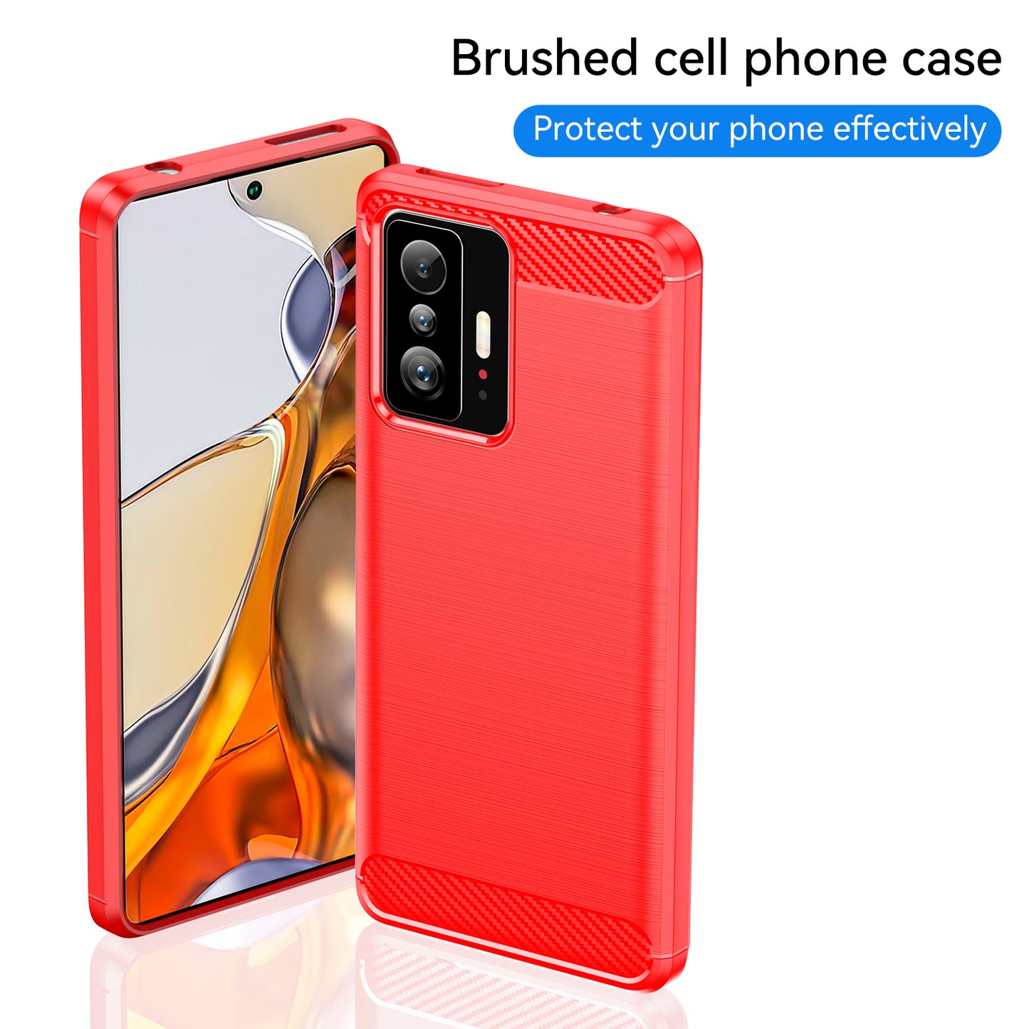 1.8mm Carbon Fiber Brushed Texture Cellphone Back Case Anti-fingerprint Flexible TPU Cover for Xiaomi 11T Pro/11T