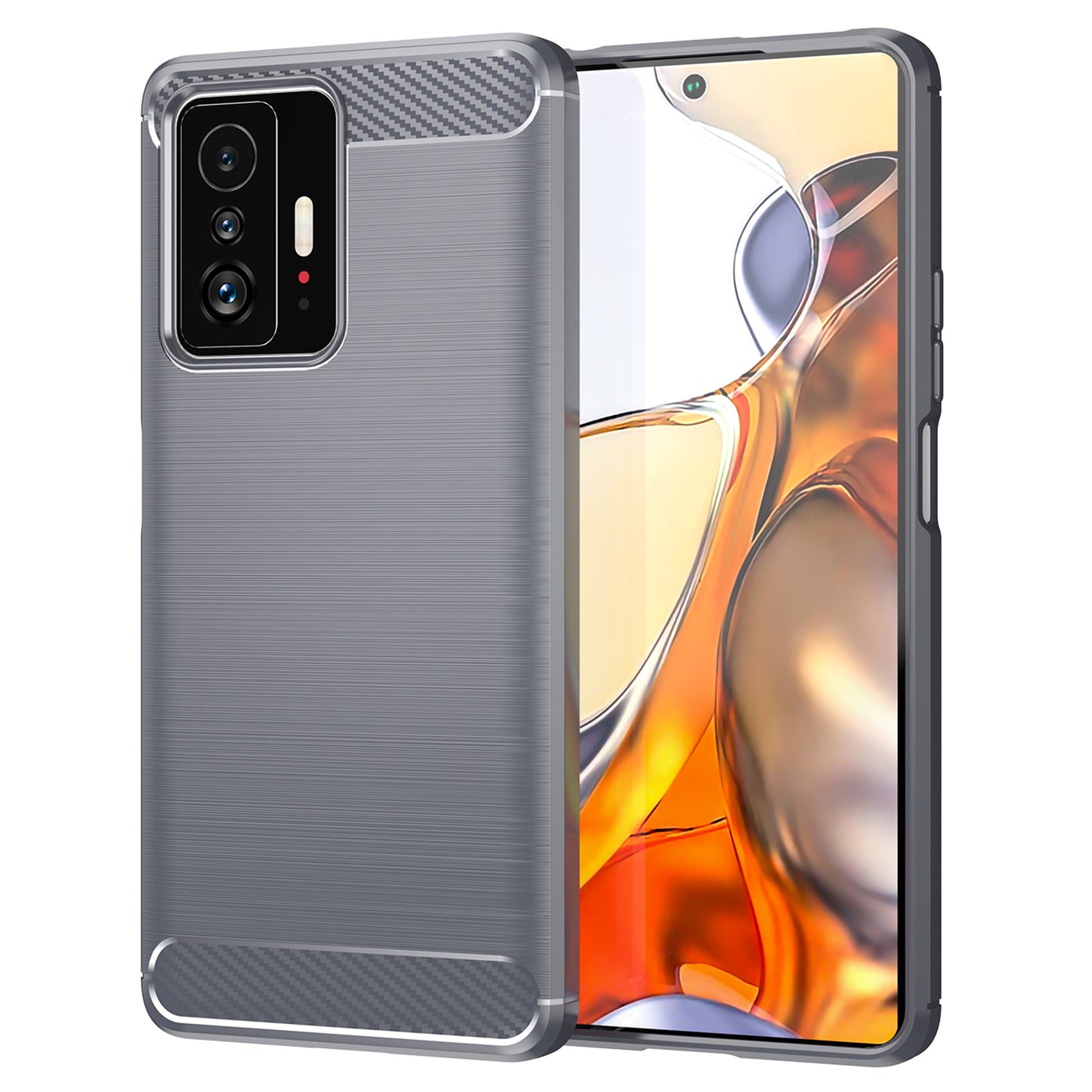 1.8mm Carbon Fiber Brushed Texture Cellphone Back Case Anti-fingerprint Flexible TPU Cover for Xiaomi 11T Pro/11T