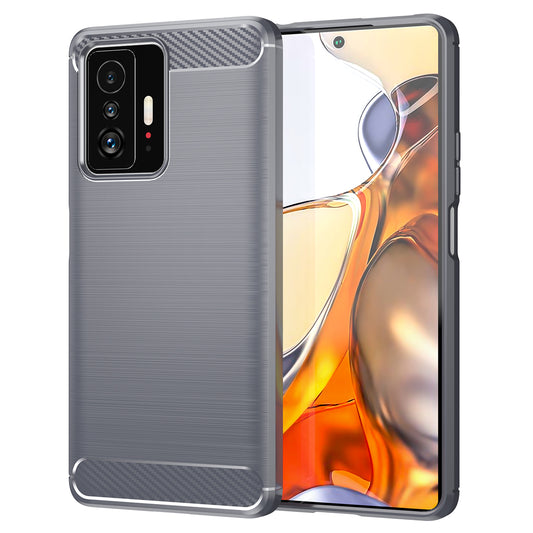 1.8mm Carbon Fiber Brushed Texture Cellphone Back Case Anti-fingerprint Flexible TPU Cover for Xiaomi 11T Pro/11T