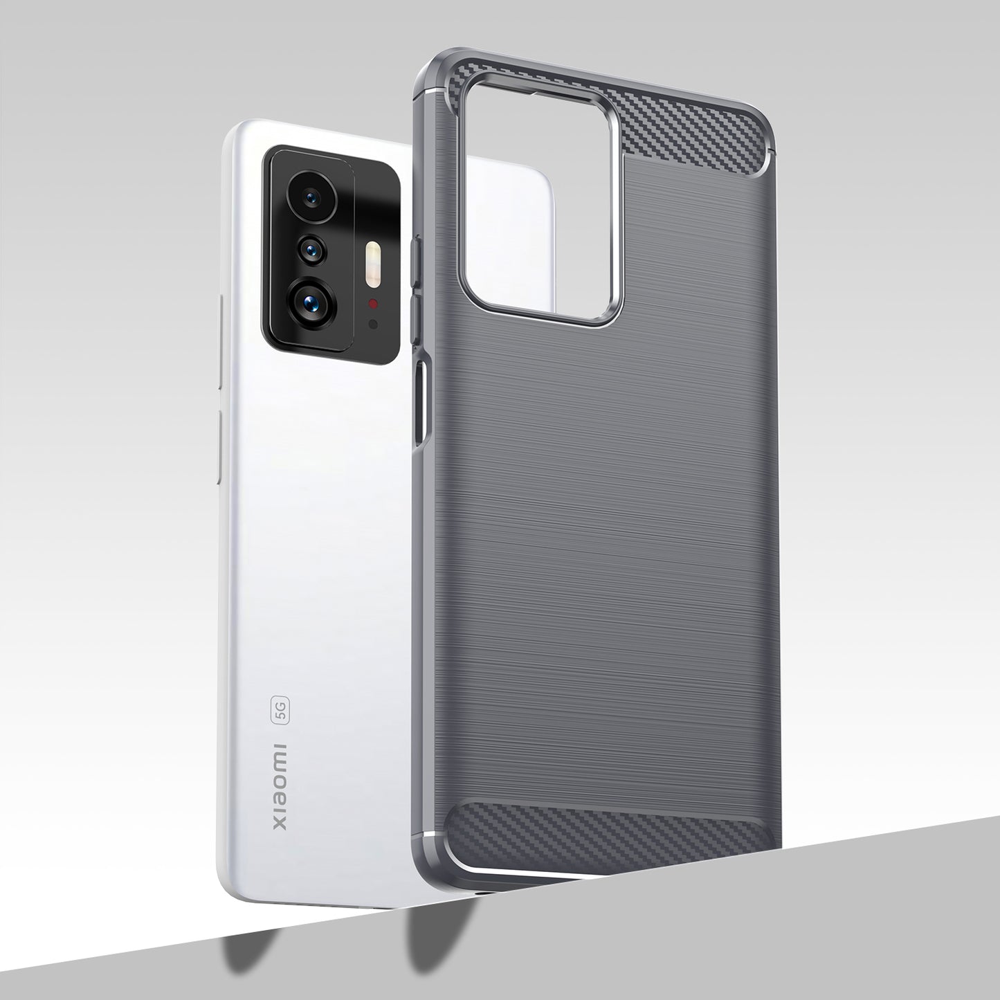 1.8mm Carbon Fiber Brushed Texture Cellphone Back Case Anti-fingerprint Flexible TPU Cover for Xiaomi 11T Pro/11T