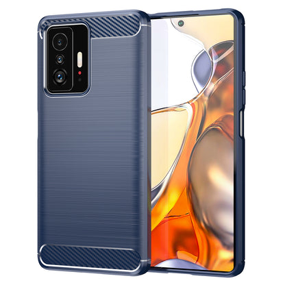1.8mm Carbon Fiber Brushed Texture Cellphone Back Case Anti-fingerprint Flexible TPU Cover for Xiaomi 11T Pro/11T