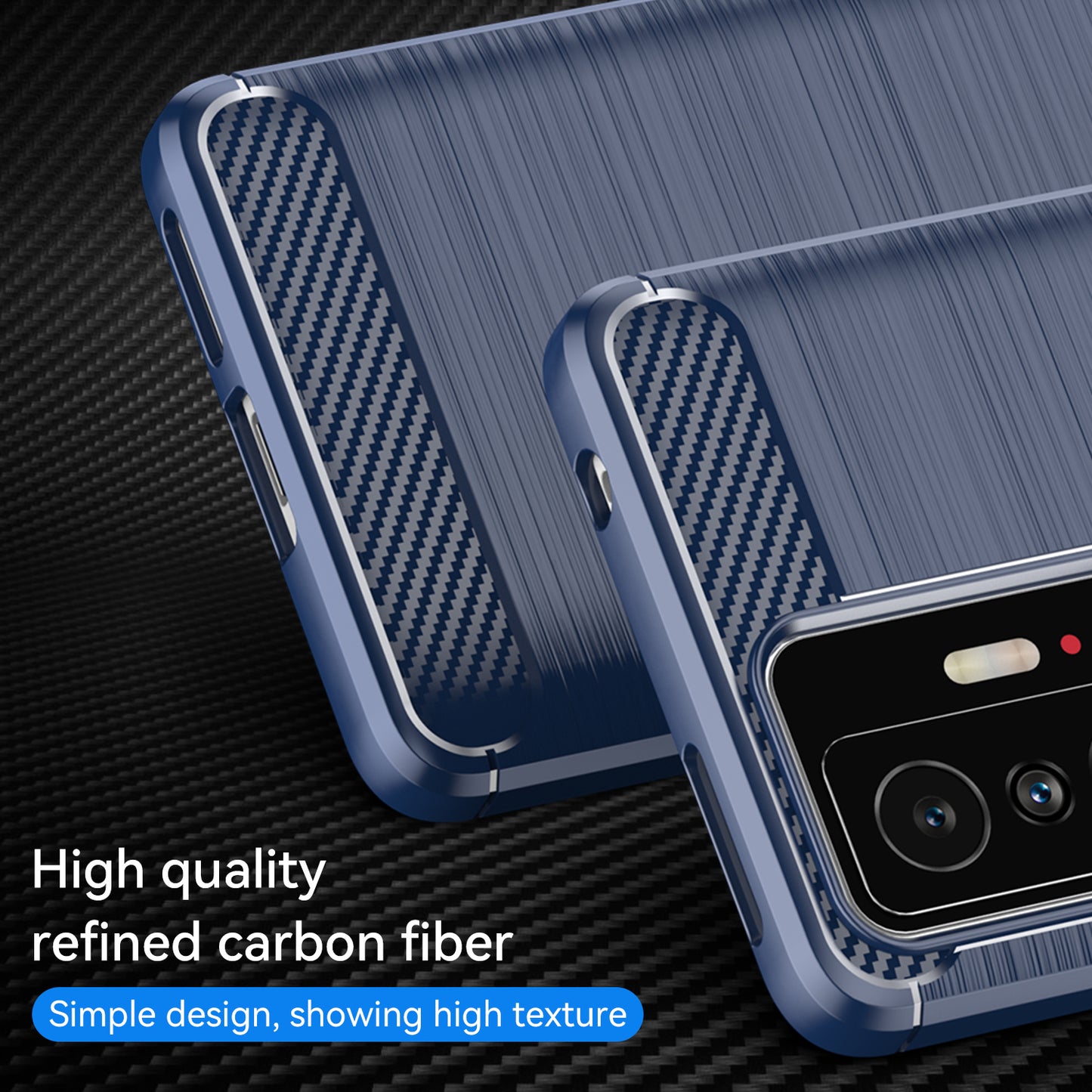 1.8mm Carbon Fiber Brushed Texture Cellphone Back Case Anti-fingerprint Flexible TPU Cover for Xiaomi 11T Pro/11T