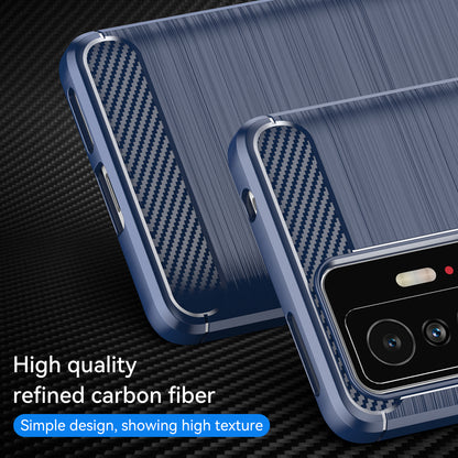 1.8mm Carbon Fiber Brushed Texture Cellphone Back Case Anti-fingerprint Flexible TPU Cover for Xiaomi 11T Pro/11T