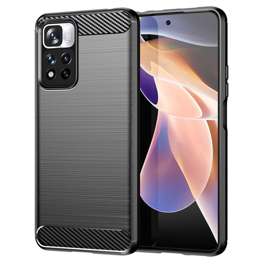 1.8mm Carbon Fiber Anti-fingerprint Brushed Texture Flexible TPU Drop-proof Cell Phone Cover for Xiaomi Redmi Note 11 Pro 5G (China) (MediaTek)/Note 11 Pro+ 5G