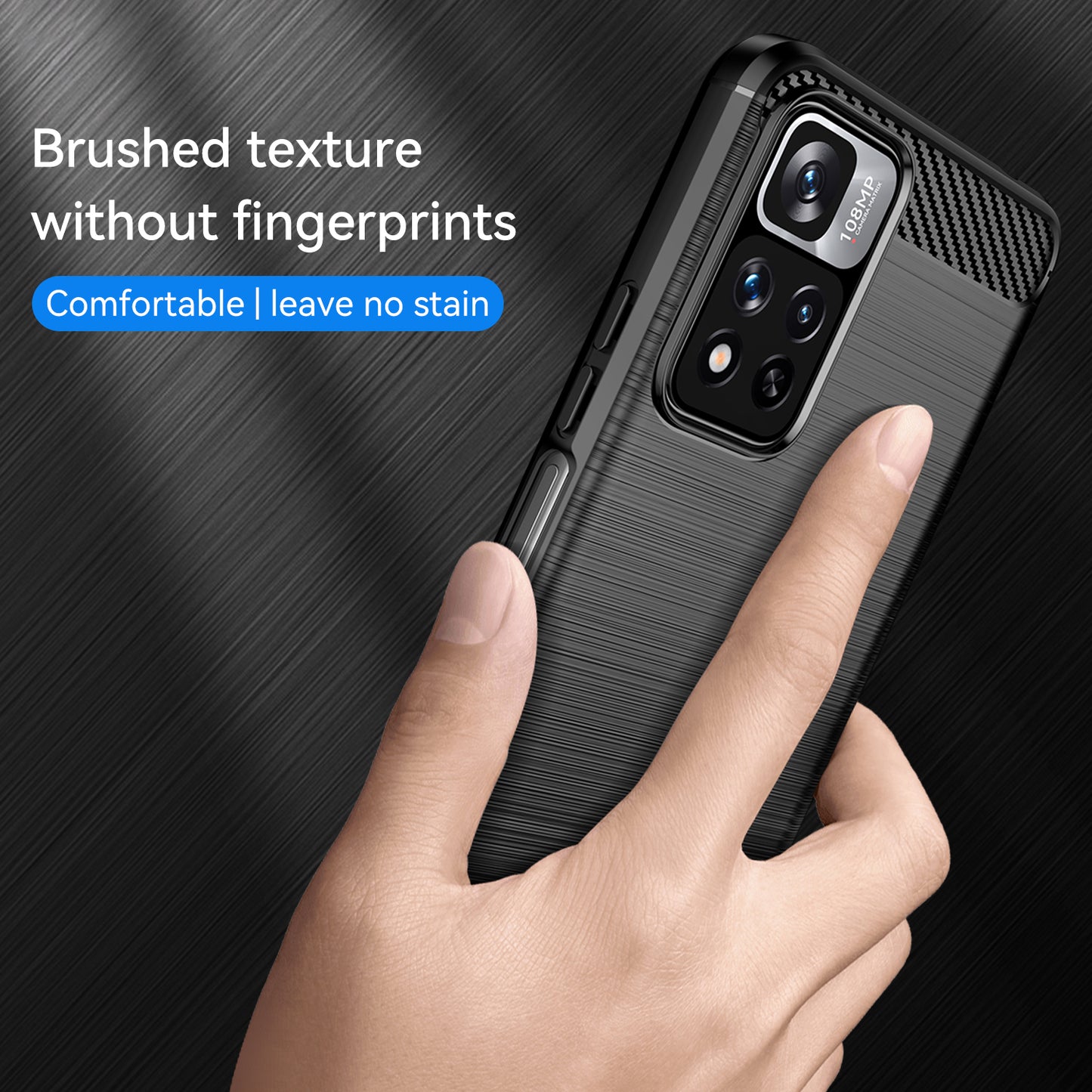 1.8mm Carbon Fiber Anti-fingerprint Brushed Texture Flexible TPU Drop-proof Cell Phone Cover for Xiaomi Redmi Note 11 Pro 5G (China) (MediaTek)/Note 11 Pro+ 5G