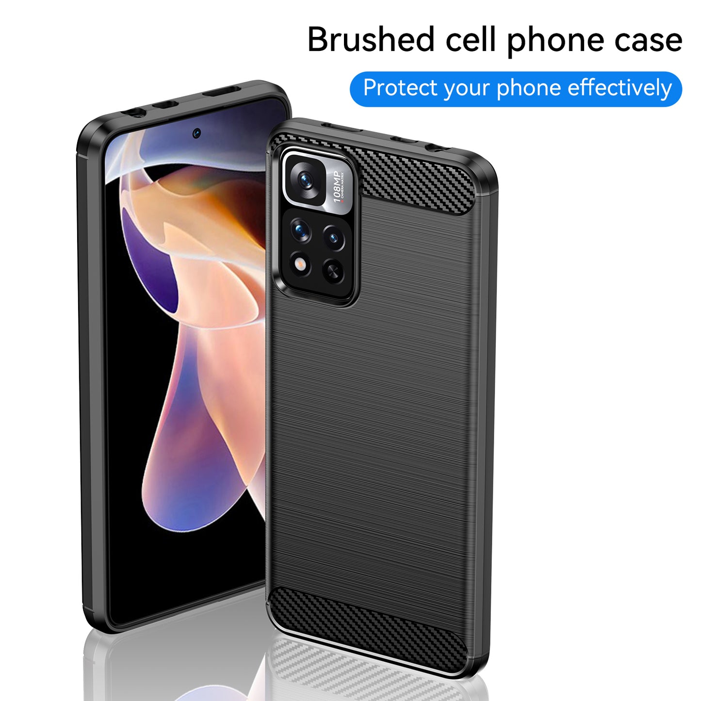 1.8mm Carbon Fiber Anti-fingerprint Brushed Texture Flexible TPU Drop-proof Cell Phone Cover for Xiaomi Redmi Note 11 Pro 5G (China) (MediaTek)/Note 11 Pro+ 5G